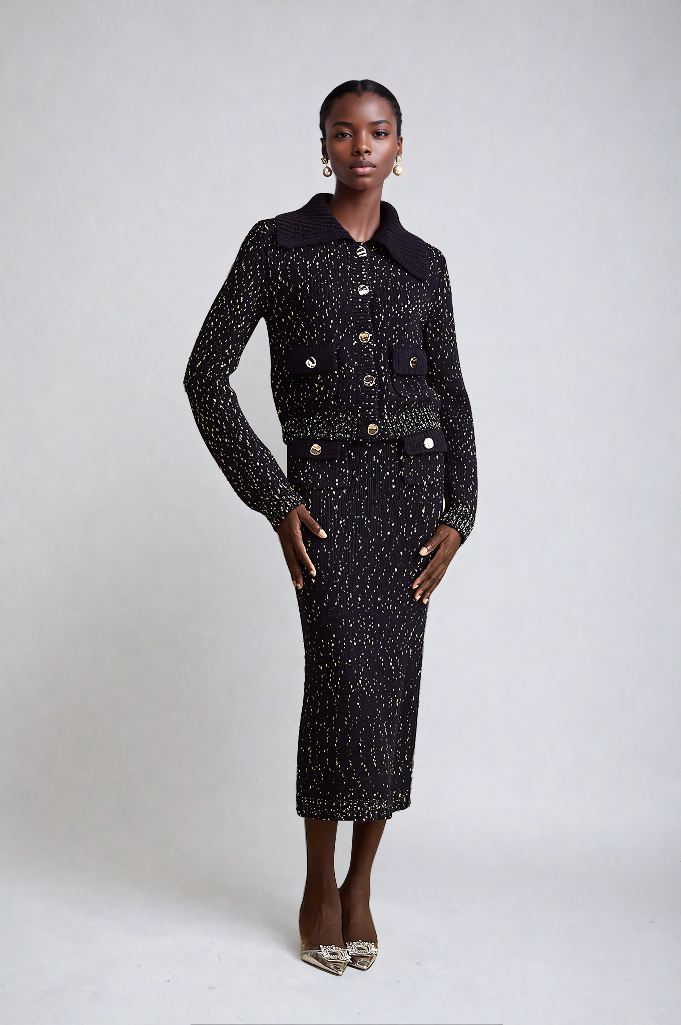 Wool Set with Collar – Fitted Jacket and Pencil Skirt