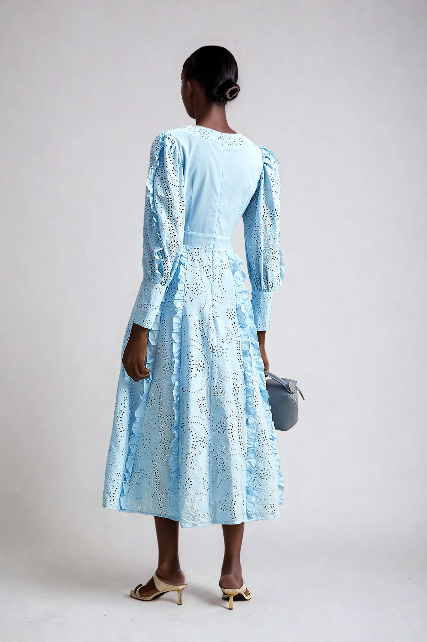 Blue Eyelet Midi Dress