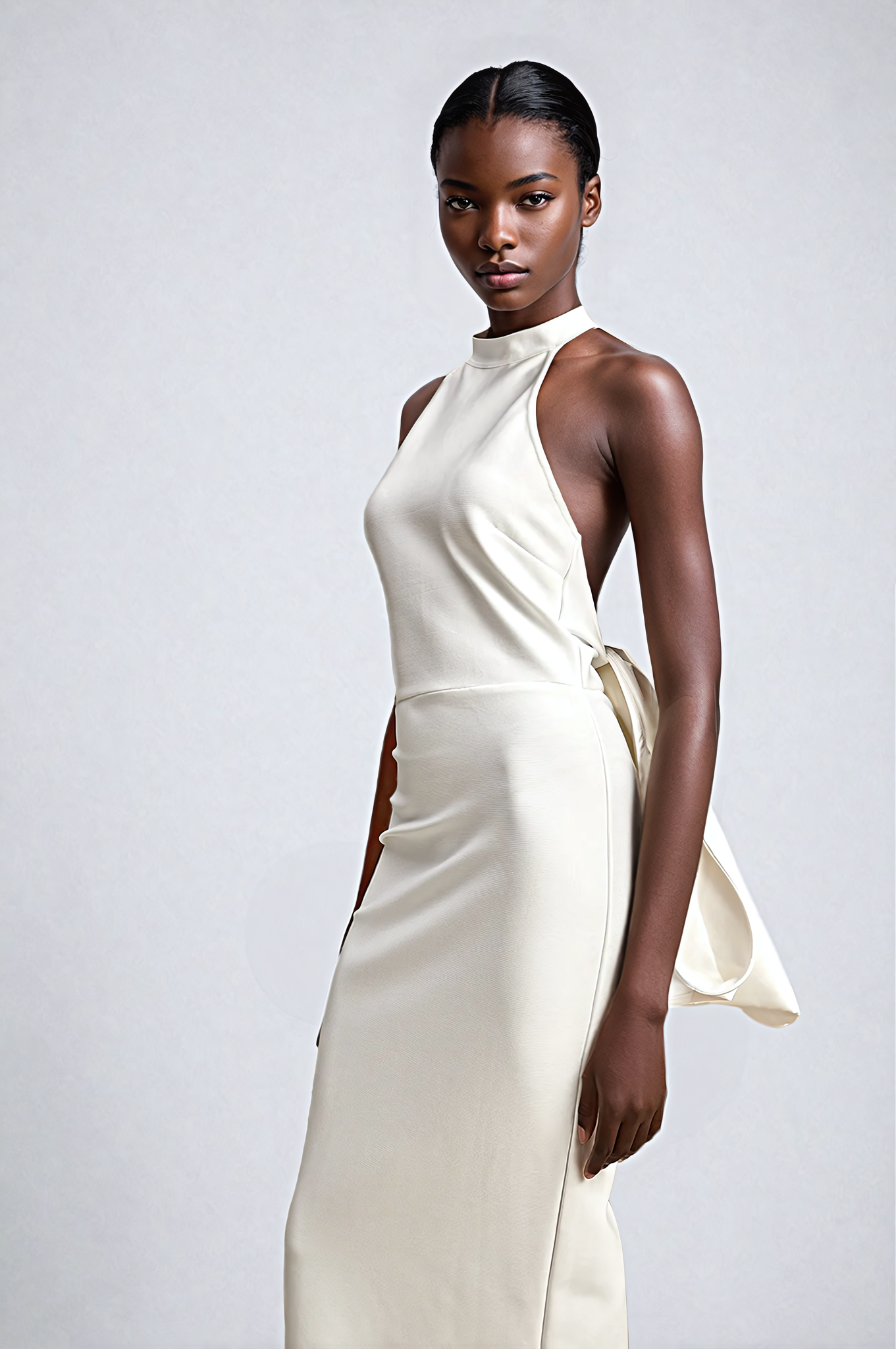 White Oversize-Bow Bandage Dress