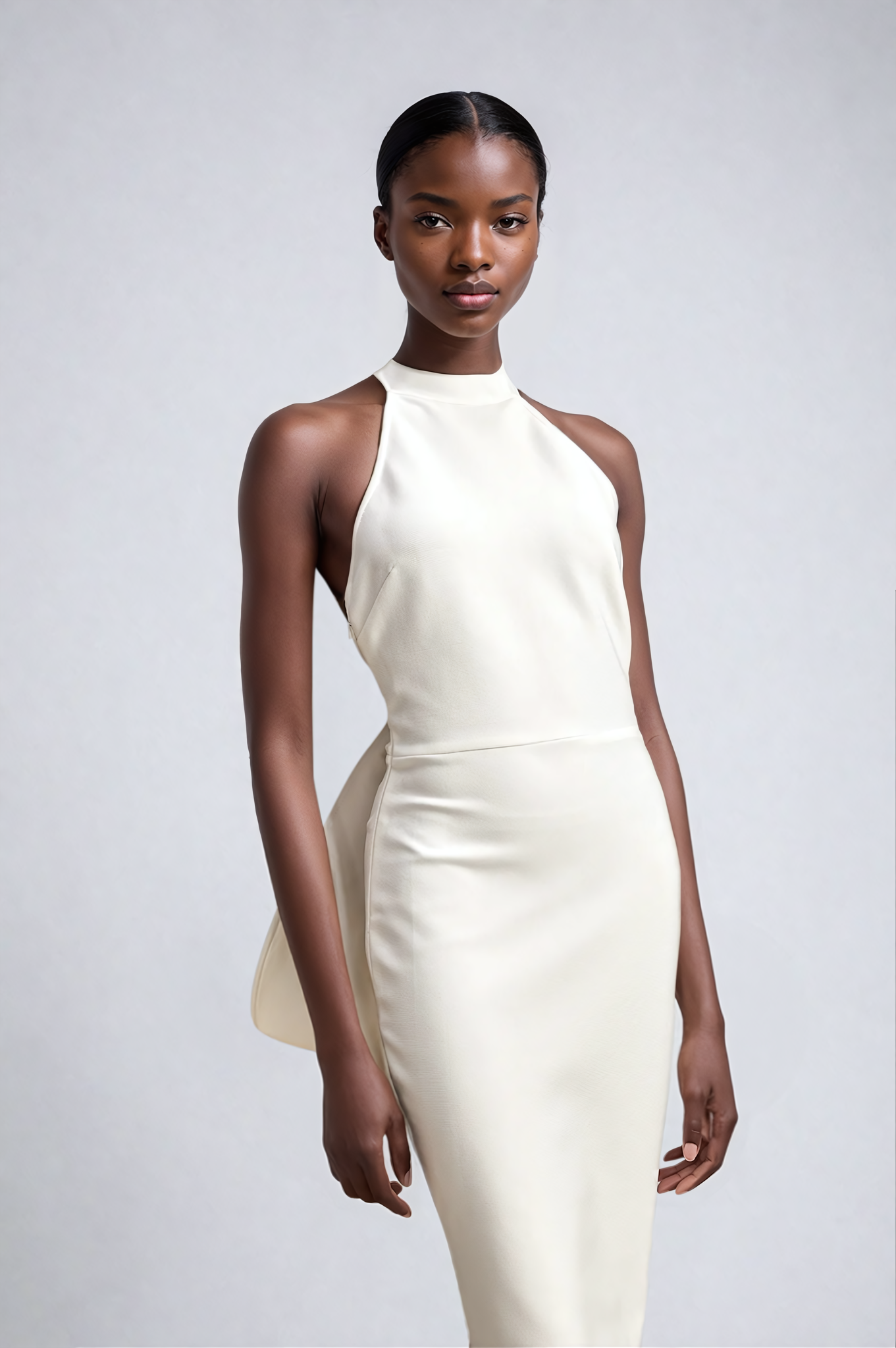 White Oversize-Bow Bandage Dress