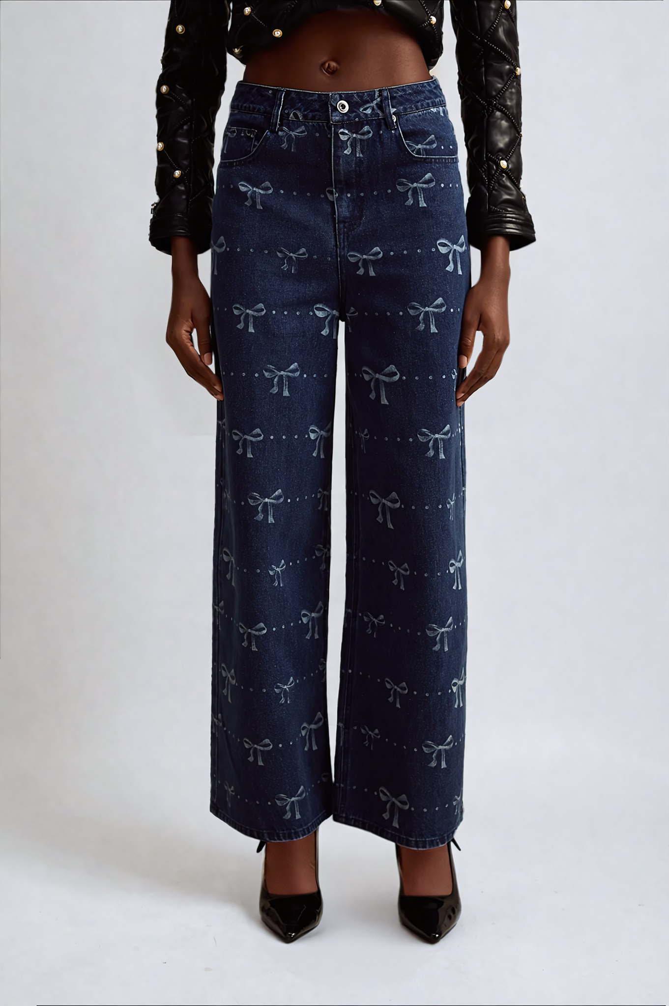 Printed Bow Jeans