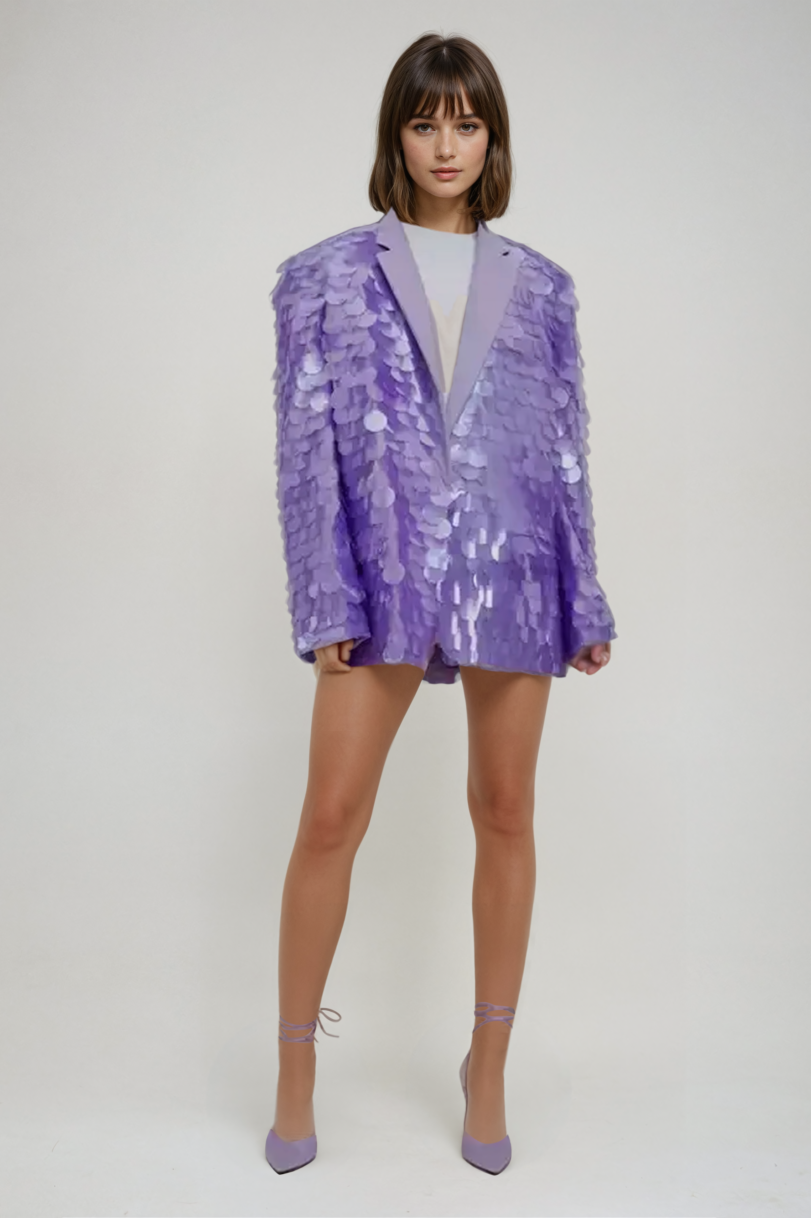 Lavender Sequin Oversized Blazer