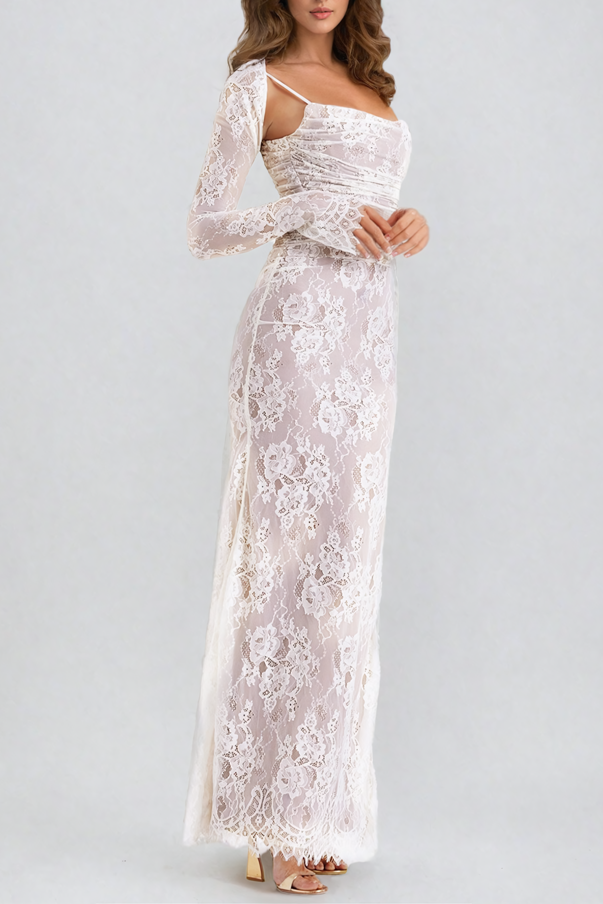 Elegant Lace Overlay Gown