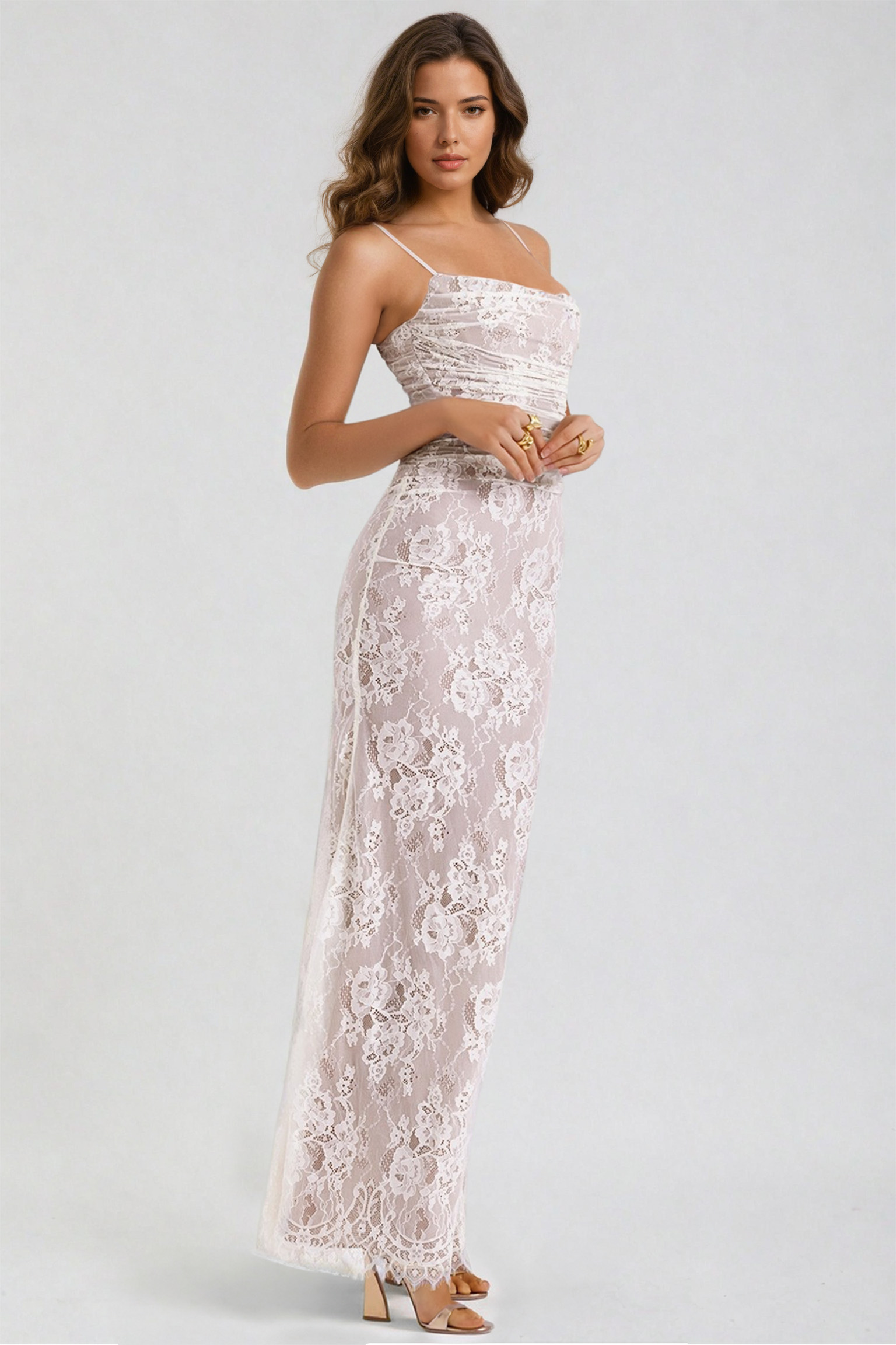 Elegant Lace Overlay Gown